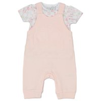 M14266: Baby Girls Waffle Fabric Top & Dungaree Outfit (0-6 Months)